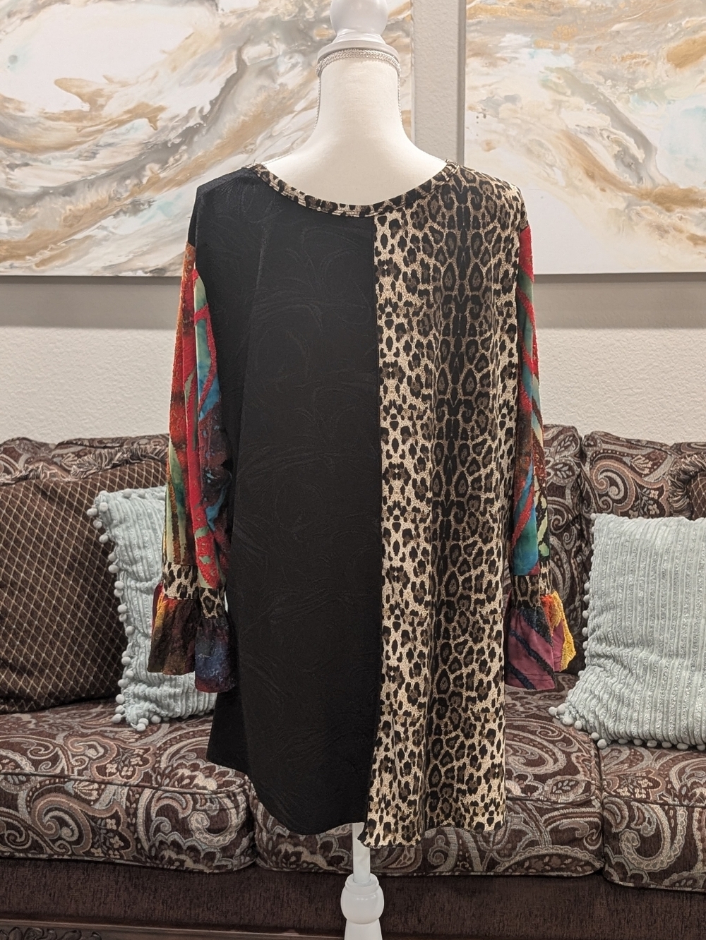 Mixed Animal Print & Patchwork Tunic - Multi Color - Picture 4 of 4